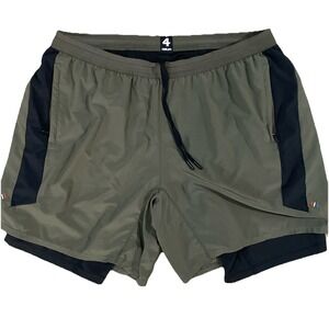 4 Laps Four laps Men's Green Active Workout Running Lines XL (36"-40"x7") Shorts
